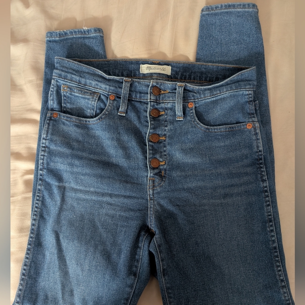 Madewell 10" High-Rise Skinny Jeans in Dark Blue